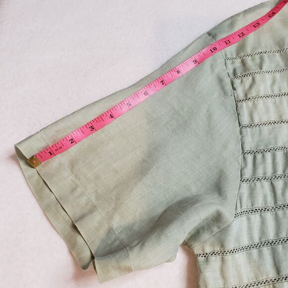 Vintage Ravel Button Up Shirt Women 2X Sage Green Short Sleeve Ramie Coastal - Picture 6 of 16